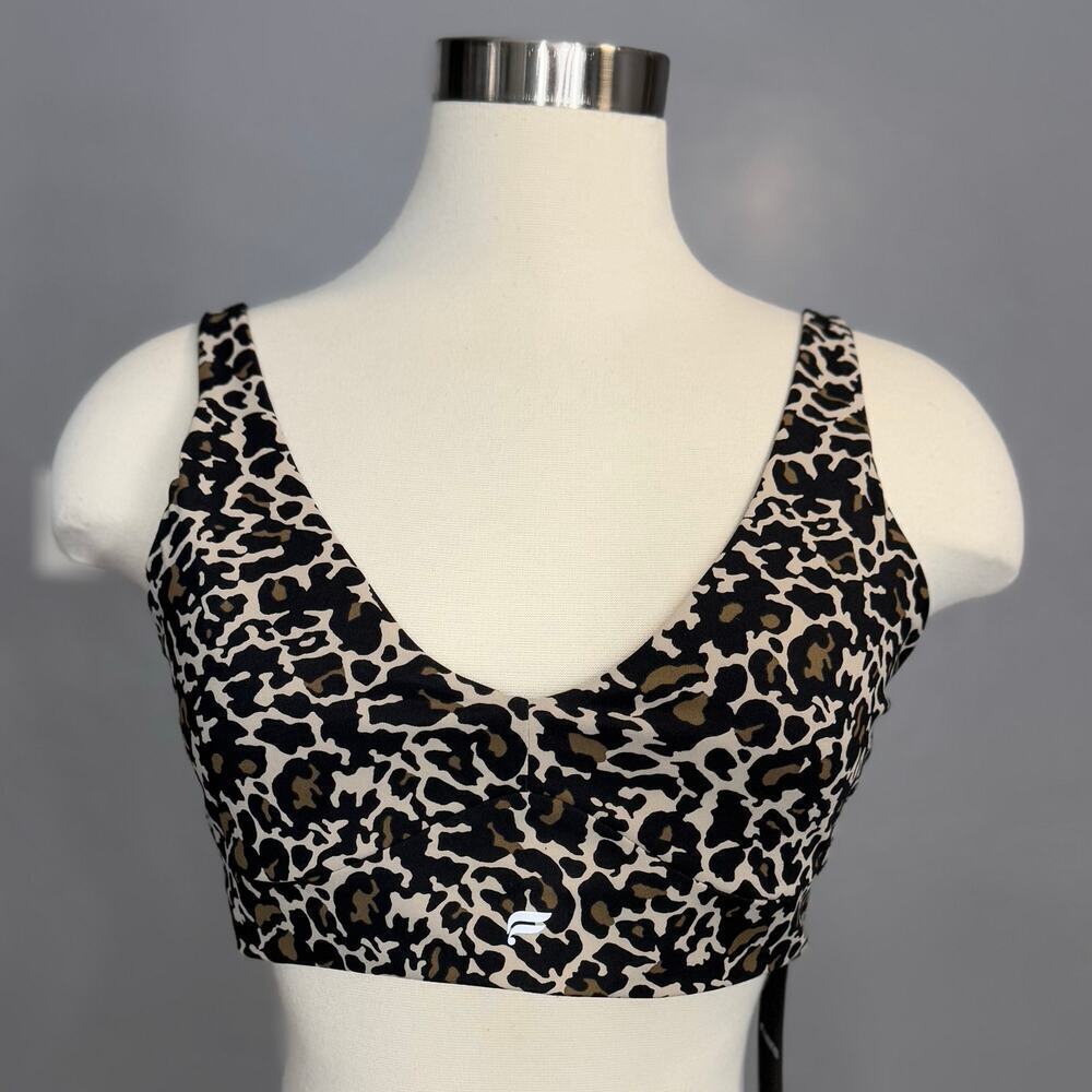 NWT Fabletics Pureluxe Longline Low Impact Bra, Brutalist Khaki Lisa Leo, M